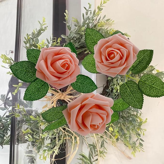 [25 PCS] Multi Pink Roses Artificial Flowers with Long Stem Real Touch Fake Foam Roses for Decoration DIY Wedding Bouquets Centerpieces Bridal Shower Mothers Day Party Flower Arrangements Home Decor