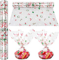 AnapoliZ Christmas Cellophane Wrap Roll | 100’ Ft. Long X 16” in. Wide | 2.3 Mil Thick, Crystal Clear with Christmas Designs| Gifts, Baskets, Treats, Cello Wrapping Paper | Santa, Snowman Cello Roll