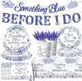 142PCS Something Blue Before I Do Bridal Shower Decorations Bridal Shower Party Favors for 20 Guests Blue Floral Plates and Napkins Tableware Set for Wedding Engagement
