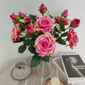 ATFL Pink and Purple Fake Roses Flowers, 6 Pcs Faux Silk Real Touch Moisturizing Artificial Rose Flowers for Decoration DIY Wedding Party Home Office Decoration and Dining Table Centerpiece