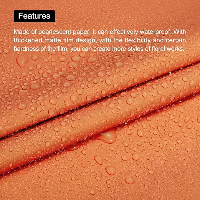 MECCANIXITY 10 Pcs Flower Wrapping Paper 22.8x22.8 Inch Waterproof Florists Wrapping Paper for Florist Bouquet Supplies, DIY Crafts, Gift/Gift Box Packaging Orange