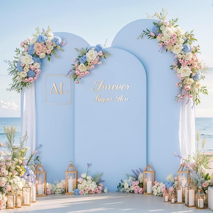 Pink and Blue Arch Backdrop Cover 7.2FT 6.6FT 6FT Arch Covers Stretchy Backdrop Set of 3, Gender Reveal Arch Cover Spandex Fitted Fabric Arch Covers for Boy or Girl Party Birthday Baby Shower Decor