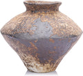 Small Stone Vase for Rustic Home Decor, Farmhouse Antique Pottery Vase Furniture&Table Flower Decorative, Round Terracotta Vases for Living Room Decor, Modern Rustic Concrete Clay Art Vases