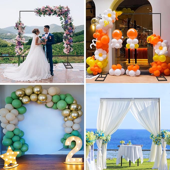 9.9FT Black Metal Wedding Arches for Ceremony Square Balloon Arch Stand Rectangular Backdrop Stand for Anniversary Birthday Party Bridal Shower Home Indoor Outdoor Decoration