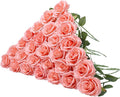 30pcs Artificial Rose Flower Coral Peach Flower with Long Stem Silk Roses Bouquet for Wedding Bridal Shower Party Home Decoration