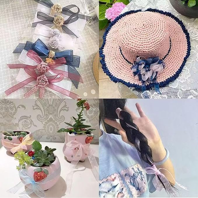 Brown Ribbon for Gift Wrapping, 1 inch 50Yard Sheer Organza Tulle Ribbon, Chocolate Gifts Wrap Chiffon Ribbons for Flower Bouquet, Christmas, Crafts, Wedding, Valentines Day, Mothers Day