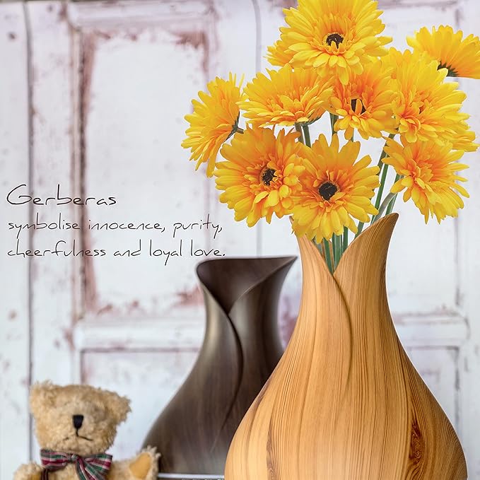 12pcs Artificial Gerbera Daisies,22 Inch Long Stem Silk Daisy Flowers,Realistic Artificial Flower Mums for Home Décor Centerpiece Wreath Supplies Wedding Bouquet,Yellow