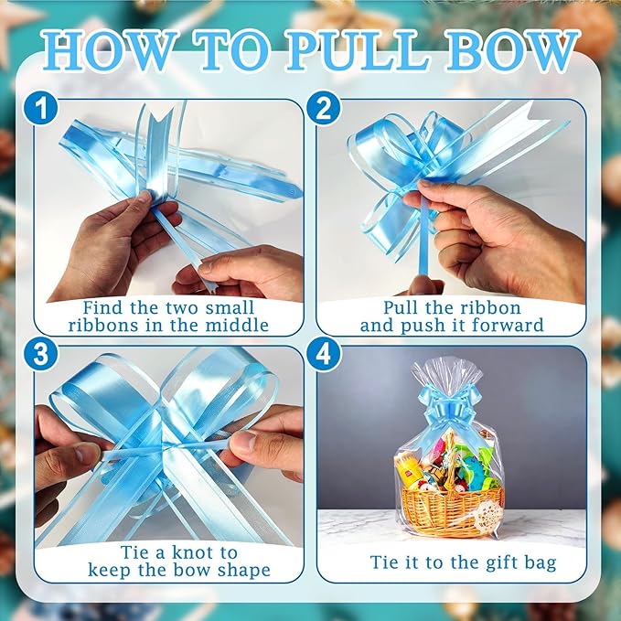 PigPotParty 16"x24" Clear Cellophane Gift Bags - Includes Bows – 10 Pack Cellophane Wrap for Gift Baskets, Plastic Gifts Bags for Gift Giving
