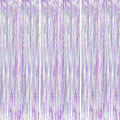 Iridescent Party Backdrop 3Packs, Transparent Tinsel Foil Fringe Curtain Streamers for Girls Birthday, Weddings,Engagement, Mermaid, Unicorn Theme Party Decorations 3.3x8.2ft