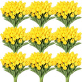 Janinka 100pcs Artificial Tulip Flowers Fake PU Tulips Faux Latex Bouquet Flower Centerpieces Arrangement Floral for Mother Day Wedding Spring Decorations (Yellow)