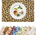 Placemats Set of 4 Waterproof Oilproof Table Mats Leopard Print Pattern Washable Wipeable Heat Resistant Easy to Clean for Indoor Outdoor Party Kitchen Dining Table Decoration 12 * 18in