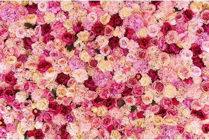 Roses Flowers Backdrop Valentine's Day Pink Red Rose Photography Background Various Floral Roses Backdrop for Anniversary Birthday Wedding Baby Shower Children Adults Photo Prop Backgrounds 6x4ft