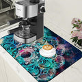 Abstract Mandala Galaxy Star Dish Drying Mat for Kitchen Counter Coffee Mat Hide Stain Absorbent Rubber Backed Dish Drainer Rack Pad Espresso Machine Coffee Bar Accessories 15.7 x 23.6 Inch