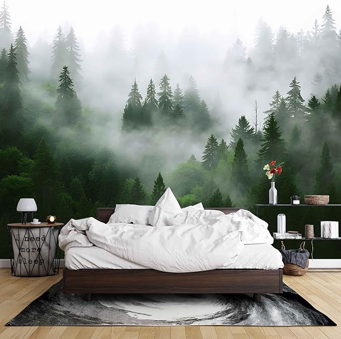 Forest Wall Murals Peel and Stick Forest murals Removable Waterproof Large Wallpaper for Living Room Bedroom (Color-3, 137×98 inch)
