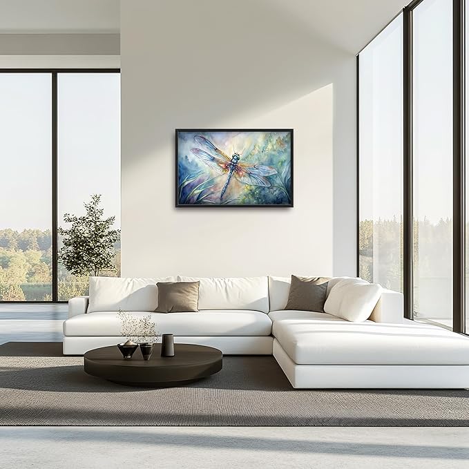 Framed Large Pictures Wall Art for Living Room, Dragonfly Oversized Wall Decor Dragonfly Canvas Print Painting Modern Extra Large Framed Artwork for Bedroom Office 36"x24"
