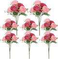 8 Pack Pink, Dark Pink Peonies Artificial Flowers, Fake Silk Hydrangea Bouquet for Bridal Wedding Home Table Decor Reusable Dining Opening Ceremony Birthday Arrangement Faux Floral