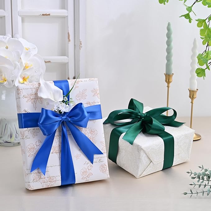 Double Face Satin Ribbon 1-1/2 inch X 50 Yards Polyester Royal Blue Ribbon for Gift Wrapping Very Suitable for Weddings Party Hair Bow Invitation Decorations