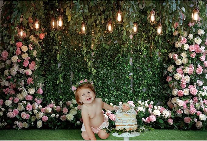 Baocicco Green Floral Wall Backdrops 10x8ft Outdoor Outside Wedding Background Bridal Shower Bride to Be Party Decorations Kids Adults Portraits Birthday Anniversary Banner Backdrop Photo Props