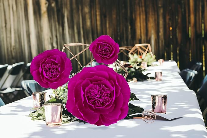 6 pcs 3D Paper Flower Decoration for Party, Wedding Decoration, Background Wall, Nursery Room Decoration, Bridal Shower, Baby Shower, (Rose Red,Set/6)