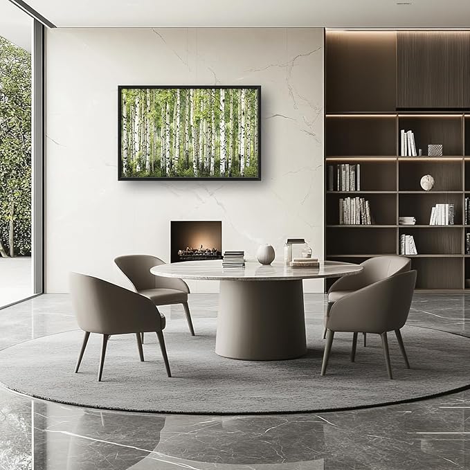 Extra Large Birch Tree Framed Wall Art for Living Room,Oversized Green Aspen Trees Forest Pictures Wall Decor,Canvas Print Painting Modern Artwork Bedroom Office Bathroom 36L x 24W
