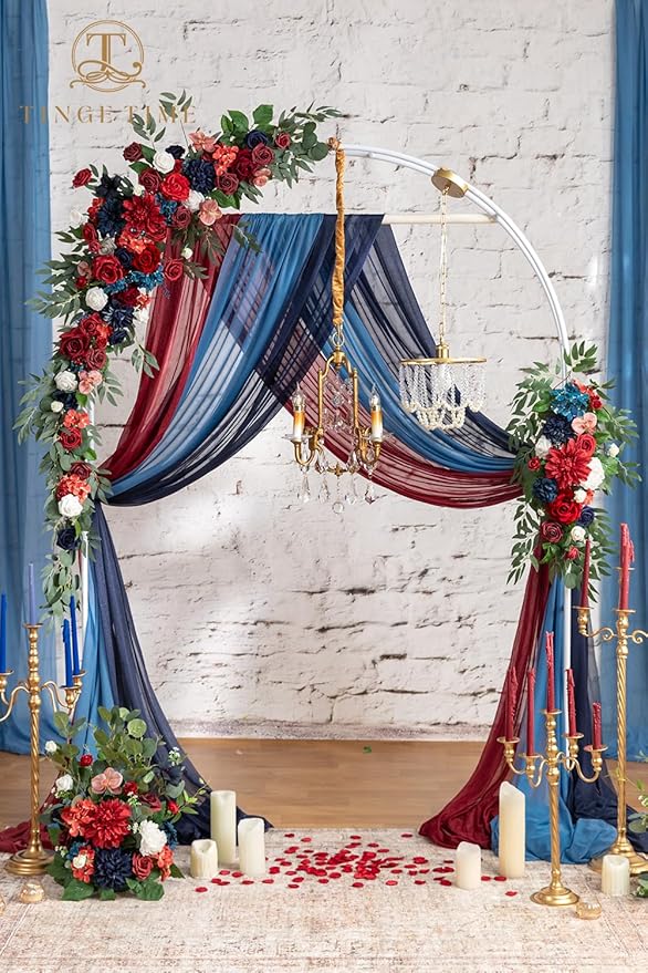 TINGE TIME Artificial Arch Flowers Kit Pack of 5, Wedding Decorations for Reception with Hanging Flowers, Wedding Arch Silk Floral Arrangements Ceremony Backdrop Bridal Shower Outdoor Party Decor