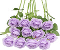 12pcs Lavender Roses Artificial Flowers Lliac Roses Purple Roses Fake Roses Flowers with Long Stems Silk Flowers for Wedding Bouquet Centerpices Decorations Party Bridal Baby Shower