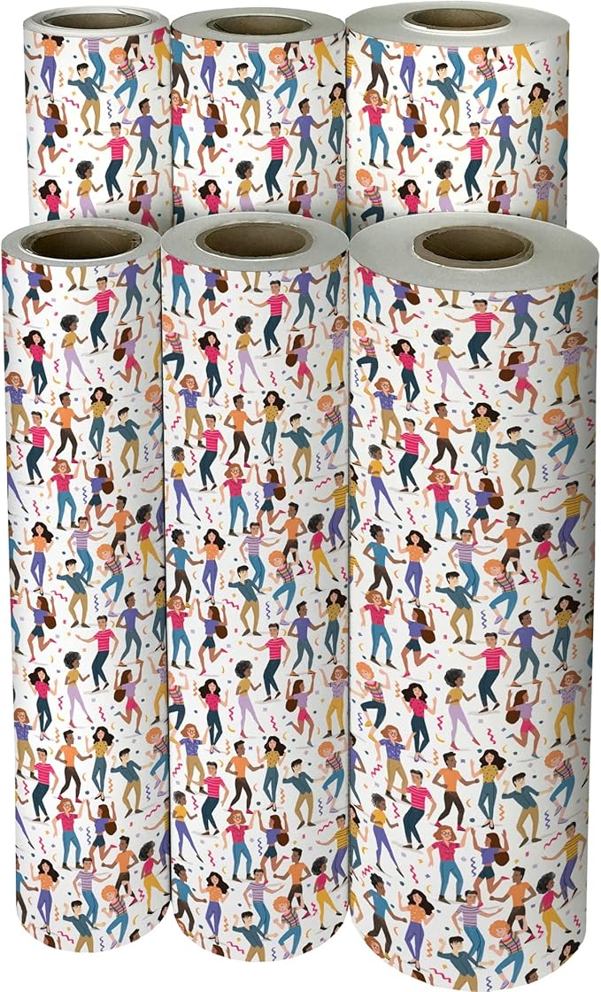 Jillson Roberts Bulk Gift Wrap, Everyday Gift Wrapping Supplies, Dance Party, 1/4 Ream 208 feet x 24 inches