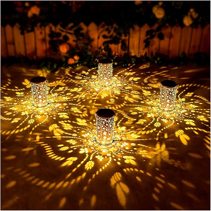 2 Pack Bee Solar Lanterns Outdoor Waterproof Hanging Solar Lights Bee Gifts for Women Men Metal Decorative LED Bee Lanterns for Garden Decor,Yard,Patio,Lawn,Tabletop,Pathway,Landscape