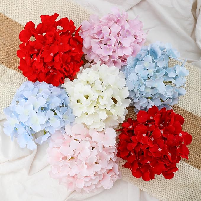 Fake White Hydrangea Artificial Flowers - Faux Silk Hydrangeas Flowers Heads with Stems Real Touch for Home Wedding Party Table Decor(CreamWhite,Pack of 10)