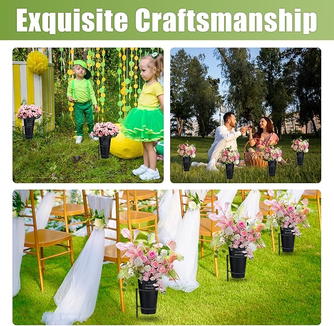 Engraving Metal Cemetery Vases Flower Holder with Spikes Memorial vases for Grave Vase Decorations for Cemetery Vase Flower Holder for Memorial Grave Lawn Yard Funeral Headstone Decor with Freely DIY