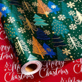 MAYPLUSS Christmas Wrapping Paper Roll - 17 Inch X 33 Feet - Green Gift Wrapping Paper Christmas Tree Snowflake Reversible Red for Holiday Party New Year Kids