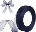 3/4 Inch x 50 Yards Sheer Organza Ribbon Chiffon Ribbon for Gift Wedding Flower Bouquet Wrapping Decorations Crafts(Navy Blue)