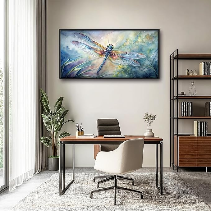 Framed Large Pictures Wall Art for Living Room, Dragonfly Oversized Wall Decor Dragonfly Canvas Print Painting Modern Extra Large Framed Artwork for Bedroom Office 60"x30"