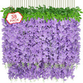 Yastouay 38 Pcs Wisteria Hanging Flowers, 3.77 Ft/Pcs Artificial Hanging Flowers, Purple Fake Wisteria for Wedding Party Ceremony Backdrop Home Decoration