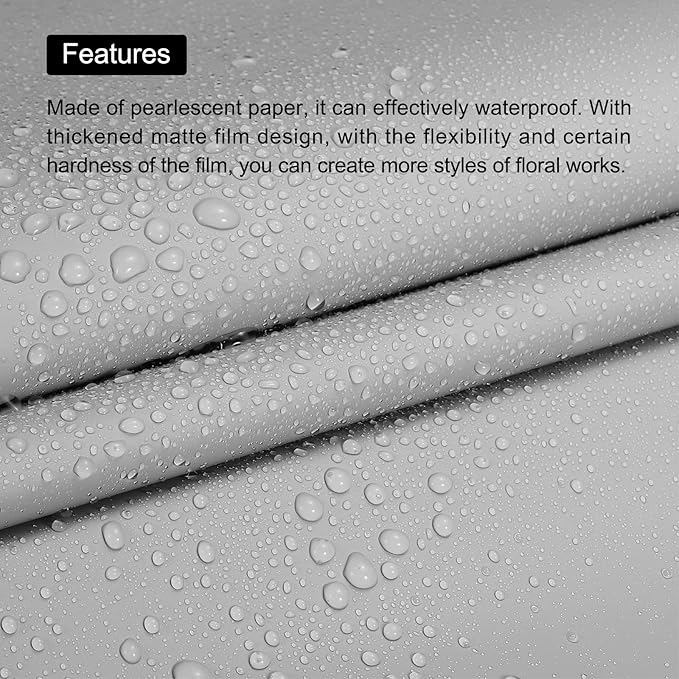 MECCANIXITY 20 Pcs Flower Wrapping Paper 22.8x22.8 Inch Waterproof Florists Wrapping Paper for Florist Bouquet Supplies, DIY Crafts, Gift/Gift Box Packaging Gray