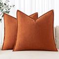 MIULEE Decorative Linen Euro Sham Pillow Covers 24x24 Burnt Orange Boho Farmhouse Neutral Couch Throw Pillows for Bed Pack of 2 Accent Modern Pillowcase Summer Sofa Livingroom Home Decor