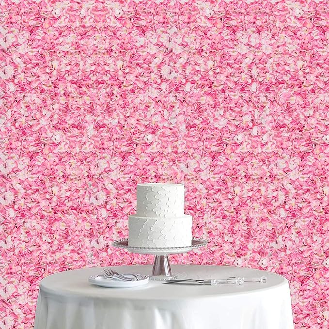 Flower Wall Panel Set, U'Artliens Artificial Wall Flower Backdrop 24x16 Inch 3D Silk Hydrangea Rose Floral Panel for Photo Background Home Party Wedding Backdrop Decoration(12pcs,Pink)