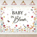 Avezano Wildflower Baby in Bloom Backdrop Banner Wildflower Baby Shower Party Decorations for Girls Gold Glitter Butterfly Spring Floral Newborn Party Supplies (7x5ft)