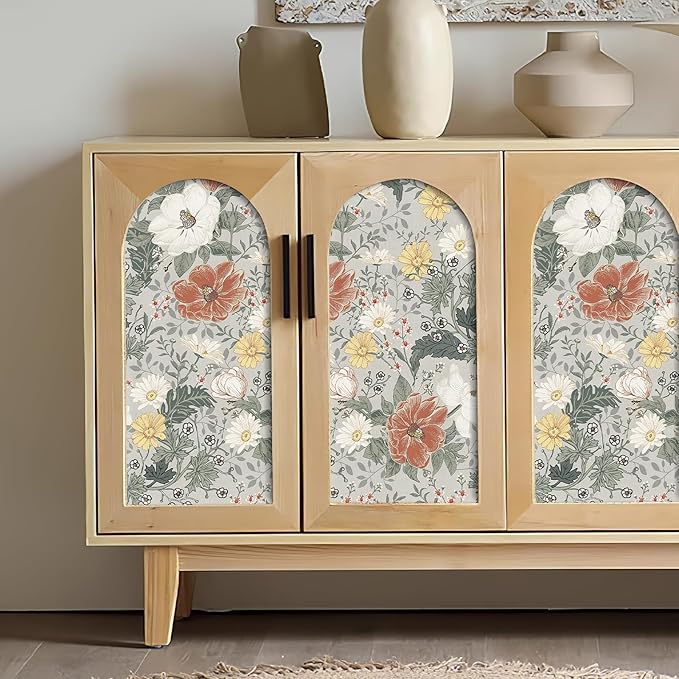 Simon&Siff Vintage Wallpaper Peel and Stick Modern Floral Wall Paper Farmhouse Botanical Contact Paper Removable Renter Friendly Wallpaper for Cabinets Countertop Wall 17.3" x 118"