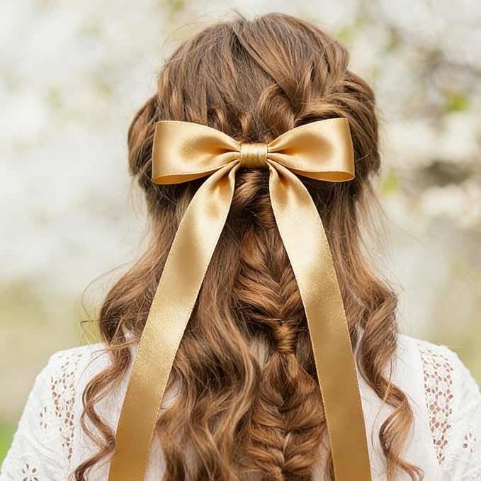 Gold Satin Ribbon 1-1/2 Inch x 2 Rolls Gold Wide Satin Fabric Ribbon for Gift Packaging, Christmas, Wedding, Flower Bouquet, Holiday Party, Invitation