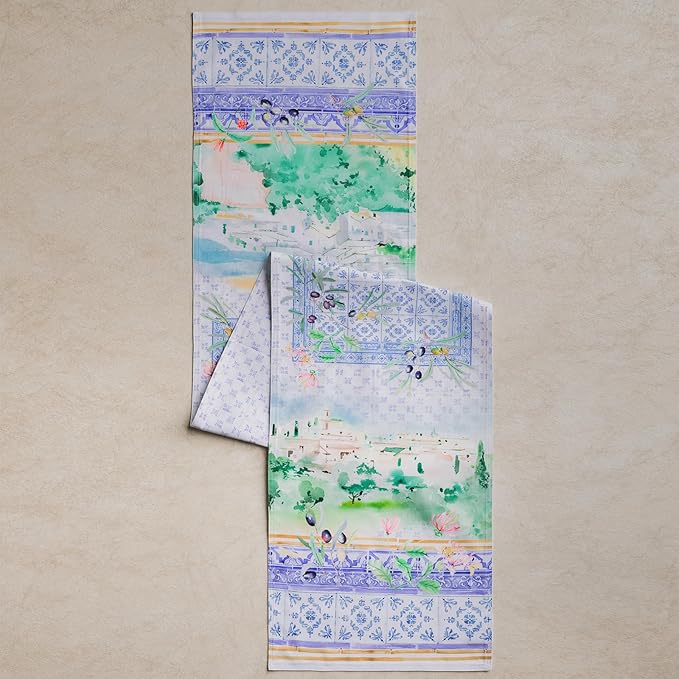 Maison d' Hermine Tablerunners 100% Combed Cotton Premium Table Runner Decorative Table Cover, Home, Kitchen, Parties & Camping, Luberon, Double Layer - (14.50"x72")