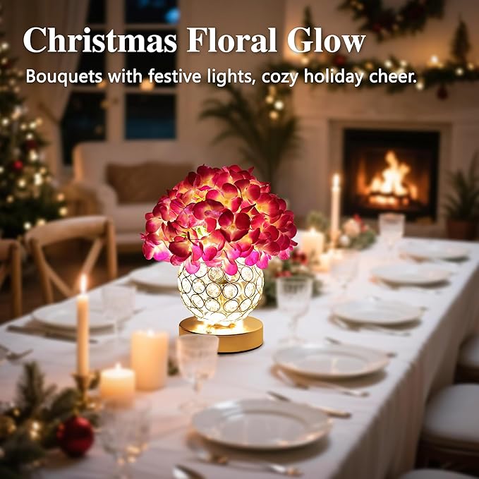 Artificial Hydrangea Flower Lamp with Remote Control, Hydrangea Flower 3 Color Dimmable Night Light Gifts for Women Mom Wife Friend Birthday Christmas, Bedroom Coffee Shop Store Living Room Decor