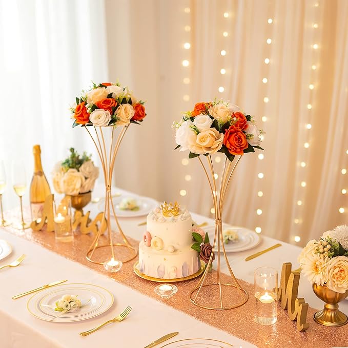 Sziqiqi Orange Fake Flowers for Fall Decoration Kissing Flower Balls for Wedding Centerpieces Tables Flower Centerpiece Arrangement for Party Festival