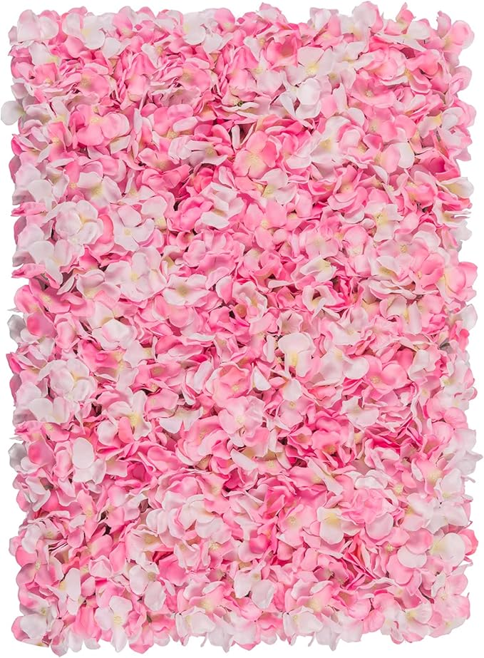 Flower Wall Panel Set, U'Artliens Artificial Wall Flower Backdrop 24x16 Inch 3D Silk Hydrangea Rose Floral Panel for Photo Background Home Party Wedding Backdrop Decoration (2pcs, Pink)