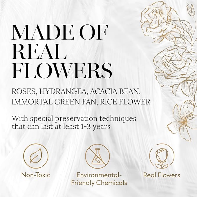 GLAMOUR BOUTIQUE Preserved Flowers Bouquet - Long-Lasting Flowers Forever in a Box with Hydrangeas & More, Gift Ready for Anniversary, Birthday, Mother's Day - Dusty Rose