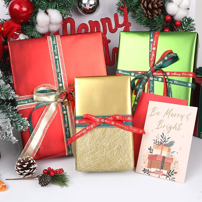 NESCCI Matte Metal Gold Wrapping Paper, Solid Color Paper-2 Roll,17.5 Inches X 32.8 Feet Per Roll,Gift Wrapping Paper,Perfect for Wedding,Valentine's Day,Birthday,Baby Shower,DIY Bouquet
