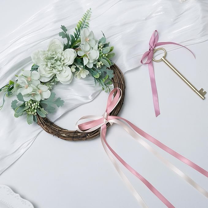 Dusty Rose Double Face Satin Ribbon 3/8 Inch x 45 Yards Champagne Pink/Rose Gold/Mauve Fabric Ribbon for Gift Wrapping, Flower Bouquets, Bows Making, Wedding Decor (3 Rolls *15Yd)