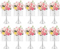 10PCS Silver Wedding Centerpiece Stands, 13.79 Inches Acrylic Crystal Flower Vases for Table Decor, Modern Silver Flower Stand for Wedding Reception, Party, Home Decor, Centerpieces for Tables