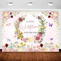 InMemory Wildflower Baby Shower Backdrop Pink Floral Party Decorations for Girl,A Little Wildflower is On The Way Banner Background Wild flower Theme Baby Shower Party Supplies Photoshoot Props 10x7ft