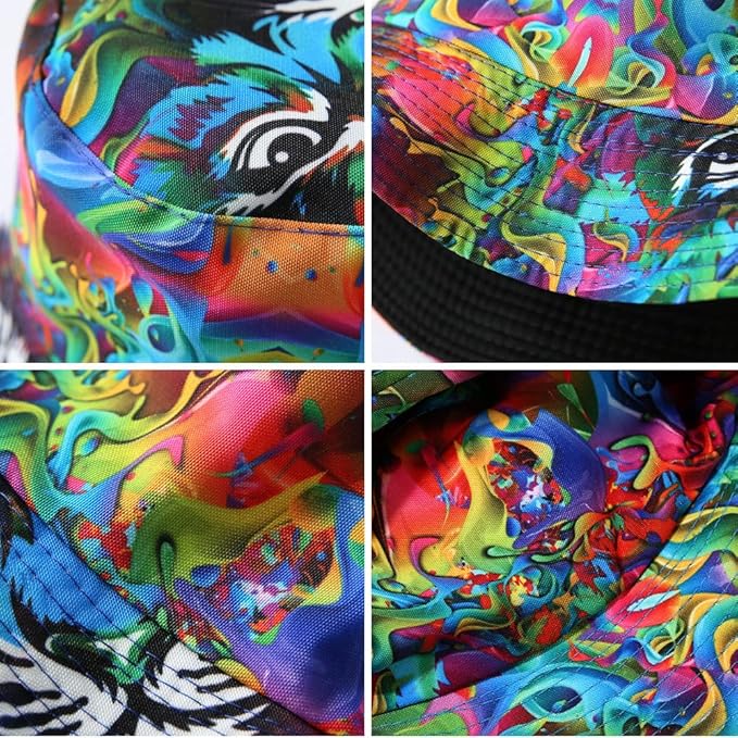 Malaxlx Unisex Bucket Hat Beach Sun Hat Aesthetic Fishing Hat for Men Women Teens, Reversible Double-Side-Wear
